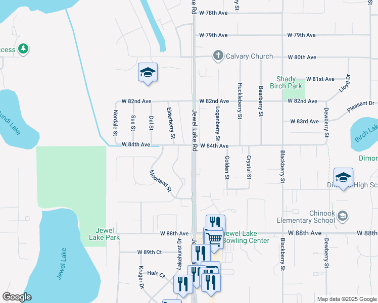 map of restaurants, bars, coffee shops, grocery stores, and more near 3910 West 84th Avenue in Anchorage