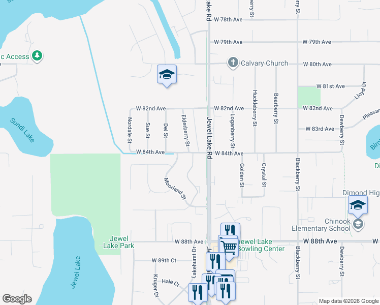 map of restaurants, bars, coffee shops, grocery stores, and more near 8412 Sara Lynn Place in Anchorage