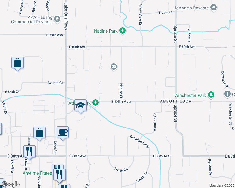 map of restaurants, bars, coffee shops, grocery stores, and more near 2930 East 84th Avenue in Anchorage