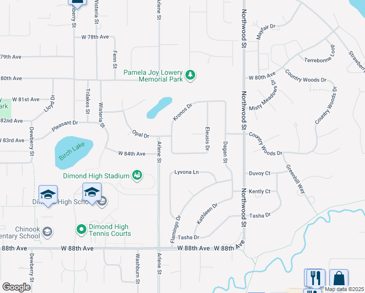 map of restaurants, bars, coffee shops, grocery stores, and more near 8235 Kronos Drive in Anchorage