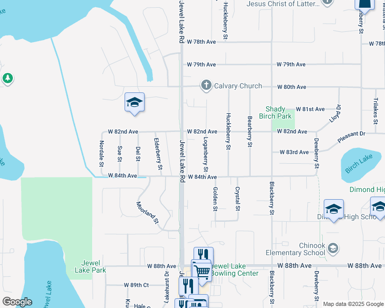 map of restaurants, bars, coffee shops, grocery stores, and more near 8234 Loganberry Street in Anchorage