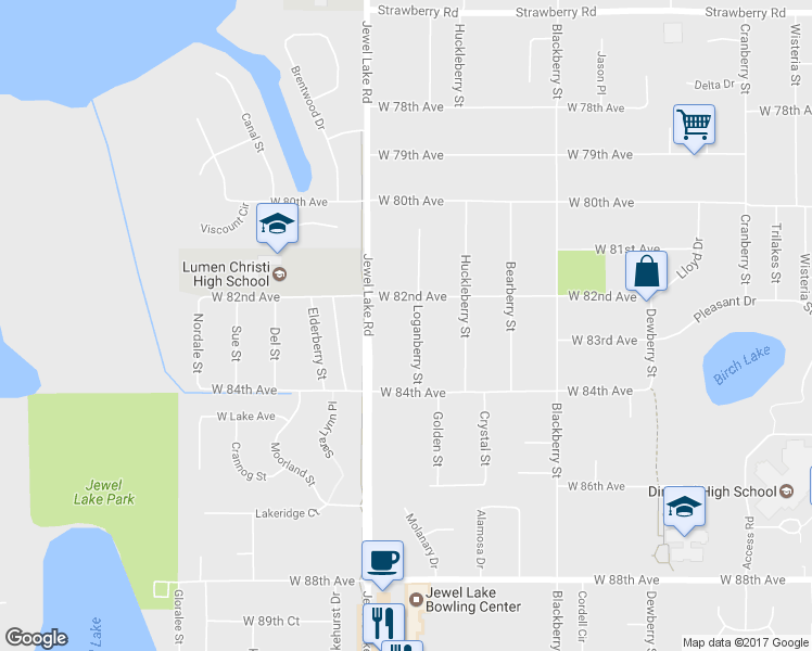 map of restaurants, bars, coffee shops, grocery stores, and more near 8234 Loganberry Street in Anchorage