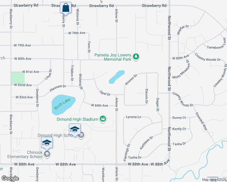 map of restaurants, bars, coffee shops, grocery stores, and more near 8295 Opal Drive in Anchorage