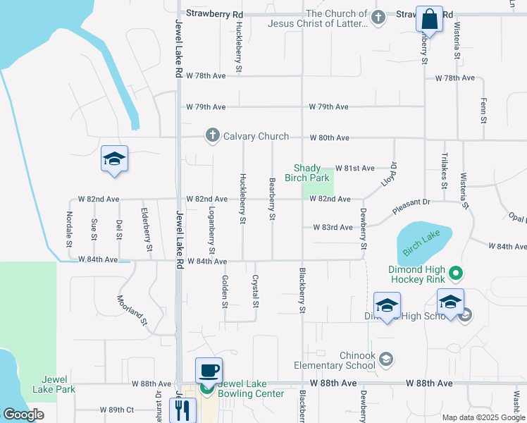 map of restaurants, bars, coffee shops, grocery stores, and more near 8220 Bearberry Street in Anchorage