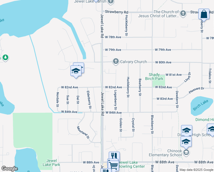 map of restaurants, bars, coffee shops, grocery stores, and more near 8234 Loganberry Street in Anchorage