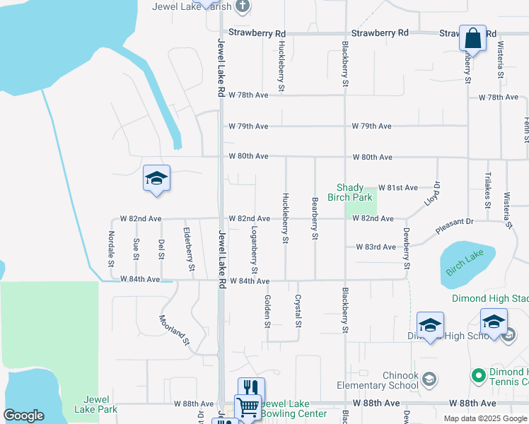 map of restaurants, bars, coffee shops, grocery stores, and more near 8223 Loganberry Street in Anchorage