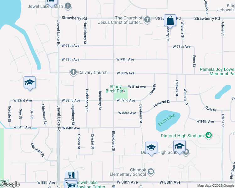 map of restaurants, bars, coffee shops, grocery stores, and more near 3442 West 81st Avenue in Anchorage