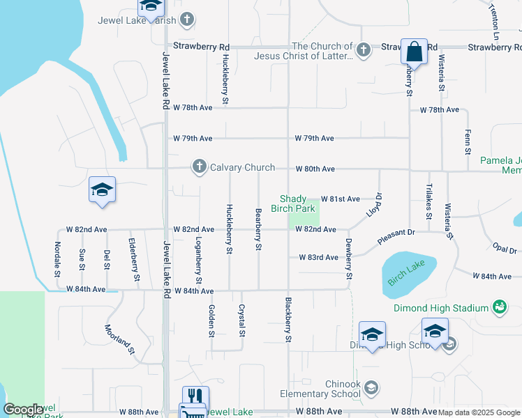 map of restaurants, bars, coffee shops, grocery stores, and more near 8045 Bearberry Street in Anchorage