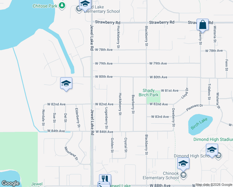 map of restaurants, bars, coffee shops, grocery stores, and more near 8045 Loganberry Street in Anchorage