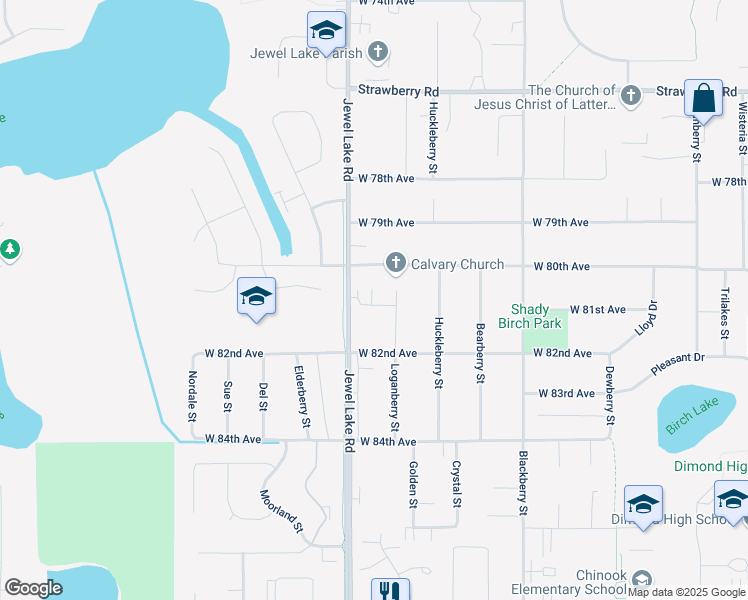 map of restaurants, bars, coffee shops, grocery stores, and more near 8036 Loganberry Street in Anchorage