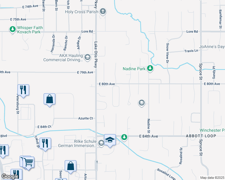 map of restaurants, bars, coffee shops, grocery stores, and more near 8020 Marsha Loop in Anchorage