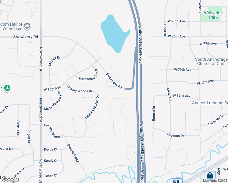 map of restaurants, bars, coffee shops, grocery stores, and more near 8470 Berry Patch Drive in Anchorage