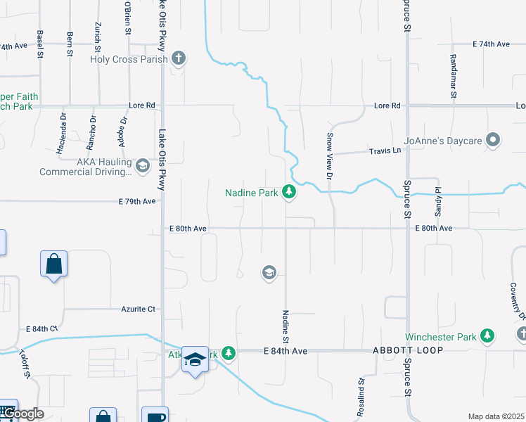 map of restaurants, bars, coffee shops, grocery stores, and more near 7940 Nadine Street in Anchorage