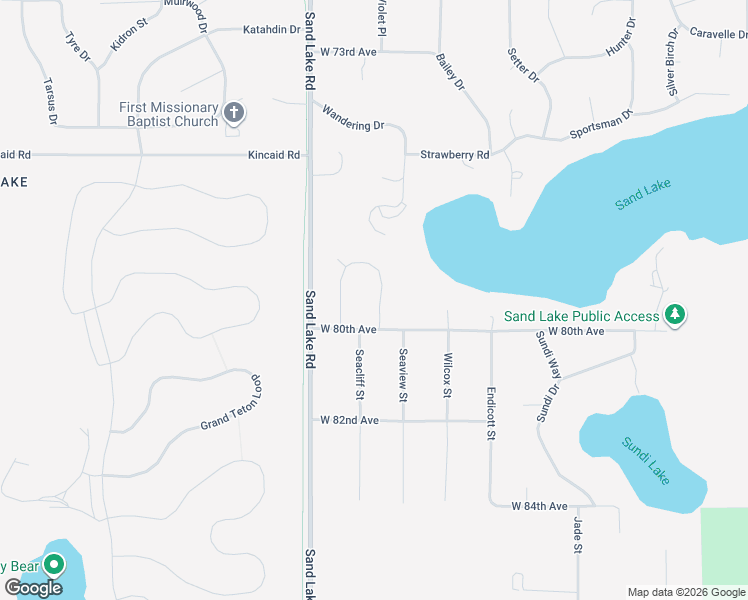 map of restaurants, bars, coffee shops, grocery stores, and more near 5360 Sandhill Loop in Anchorage