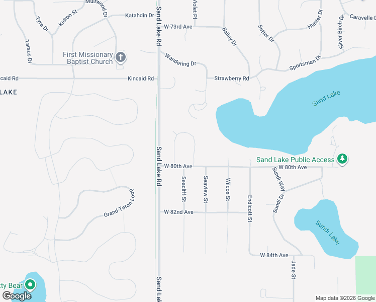 map of restaurants, bars, coffee shops, grocery stores, and more near 5360 Sandhill Loop in Anchorage
