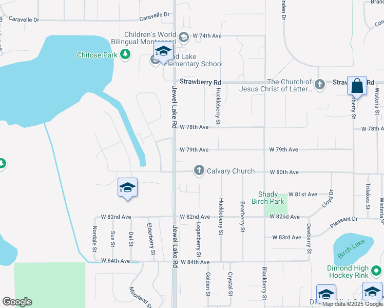 map of restaurants, bars, coffee shops, grocery stores, and more near 3808 West 79th Avenue in Anchorage