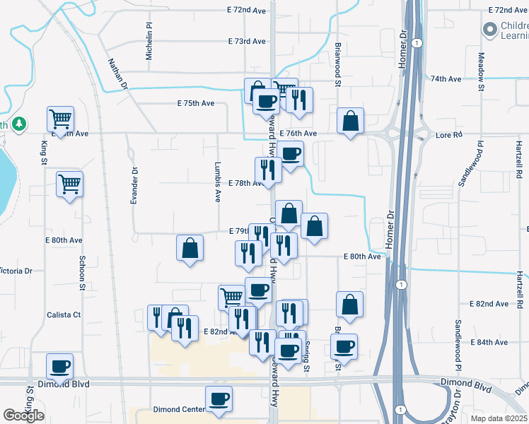 map of restaurants, bars, coffee shops, grocery stores, and more near 7926A Old Seward Highway in Anchorage