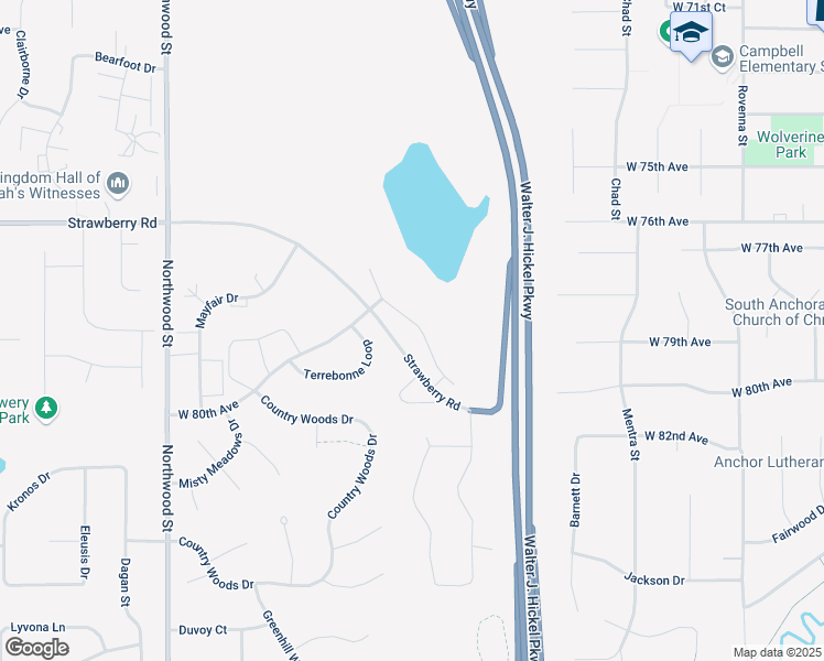 map of restaurants, bars, coffee shops, grocery stores, and more near 7749 Strawberry Cottage Way in Anchorage