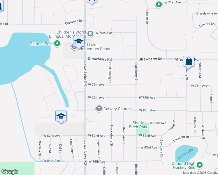map of restaurants, bars, coffee shops, grocery stores, and more near 7730 Huckleberry Street in Anchorage