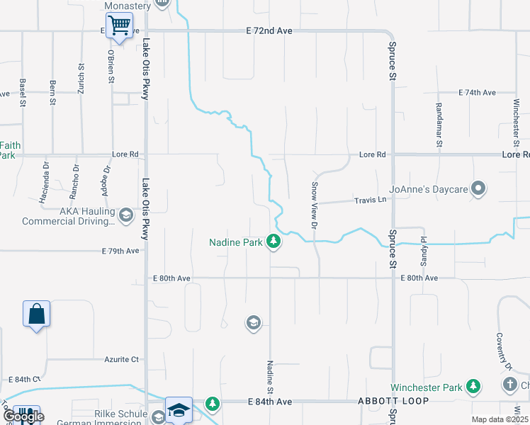 map of restaurants, bars, coffee shops, grocery stores, and more near 7751 Delridge Circle in Anchorage