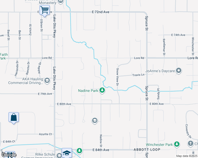 map of restaurants, bars, coffee shops, grocery stores, and more near 7751 Delridge Circle in Anchorage