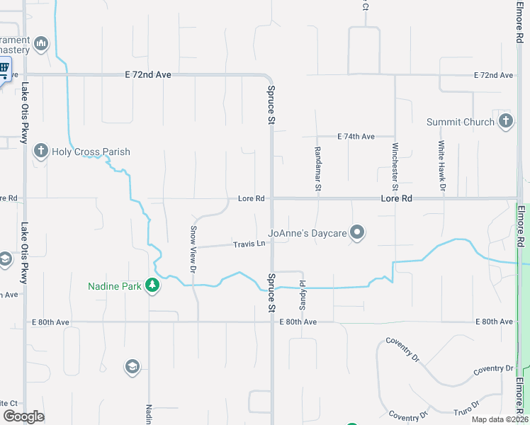 map of restaurants, bars, coffee shops, grocery stores, and more near 7551 Florence Circle in Anchorage