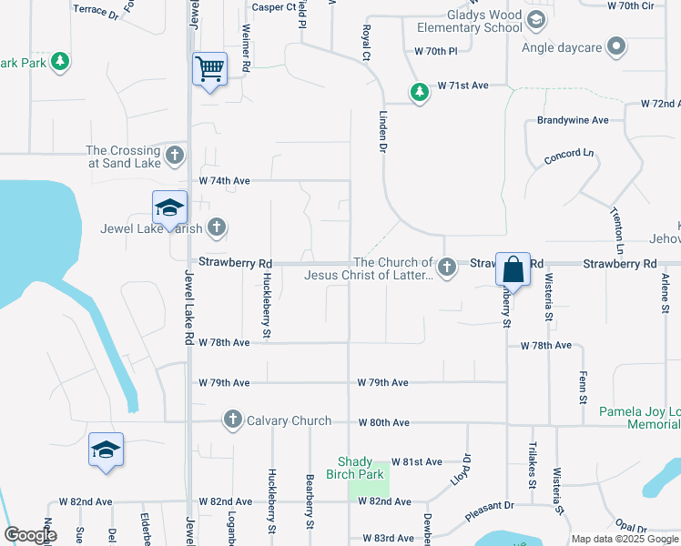 map of restaurants, bars, coffee shops, grocery stores, and more near 7543 Blackberry Street in Anchorage