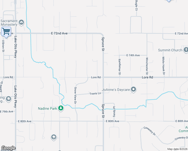 map of restaurants, bars, coffee shops, grocery stores, and more near 7551 Solarset Circle in Anchorage