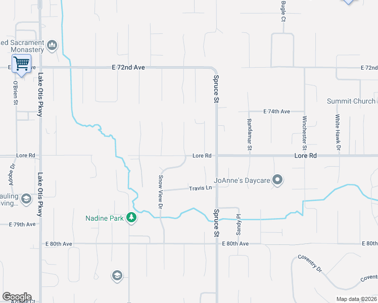 map of restaurants, bars, coffee shops, grocery stores, and more near 7551 Solarset Circle in Anchorage