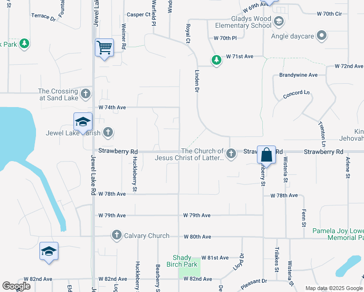 map of restaurants, bars, coffee shops, grocery stores, and more near 7543 Blackberry Street in Anchorage