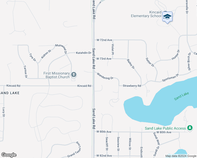 map of restaurants, bars, coffee shops, grocery stores, and more near 7501-7599 Sand Lake Rd in Anchorage