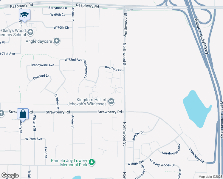 map of restaurants, bars, coffee shops, grocery stores, and more near 7441 Woburn Circle in Anchorage