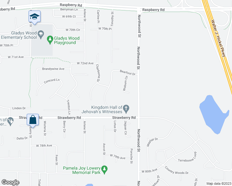 map of restaurants, bars, coffee shops, grocery stores, and more near 7410 Woburn Circle in Anchorage