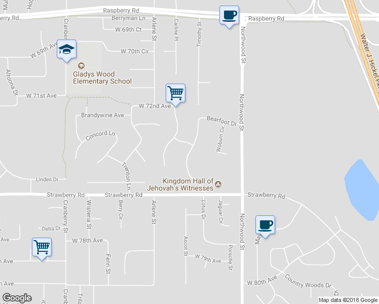 map of restaurants, bars, coffee shops, grocery stores, and more near 7351 Bearfoot Circle in Anchorage
