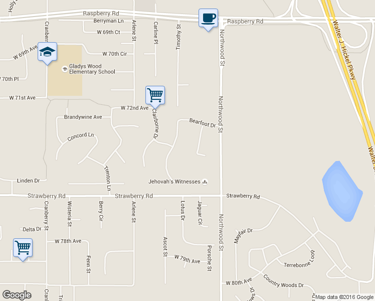 map of restaurants, bars, coffee shops, grocery stores, and more near 7410 Woburn Circle in Anchorage