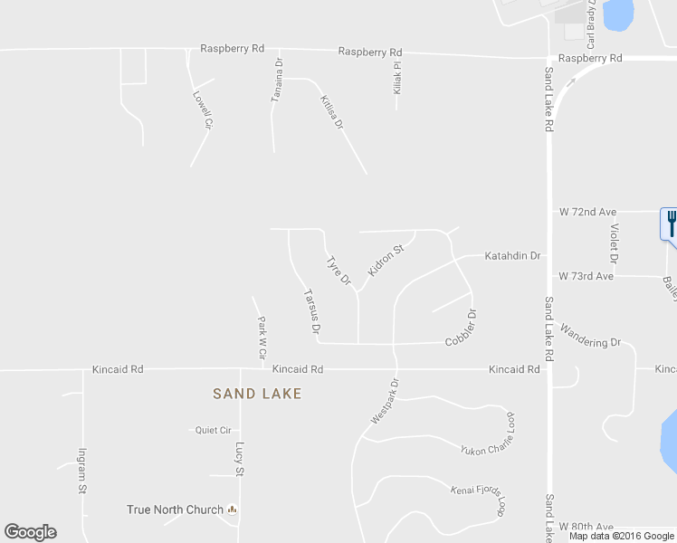 map of restaurants, bars, coffee shops, grocery stores, and more near 7445 Tarsus Drive in Anchorage