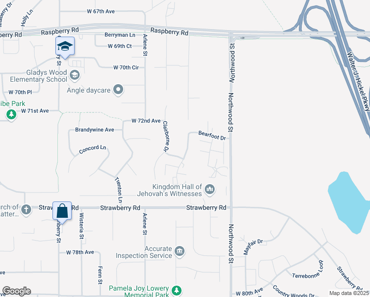 map of restaurants, bars, coffee shops, grocery stores, and more near 7210 Bearfoot Drive in Anchorage