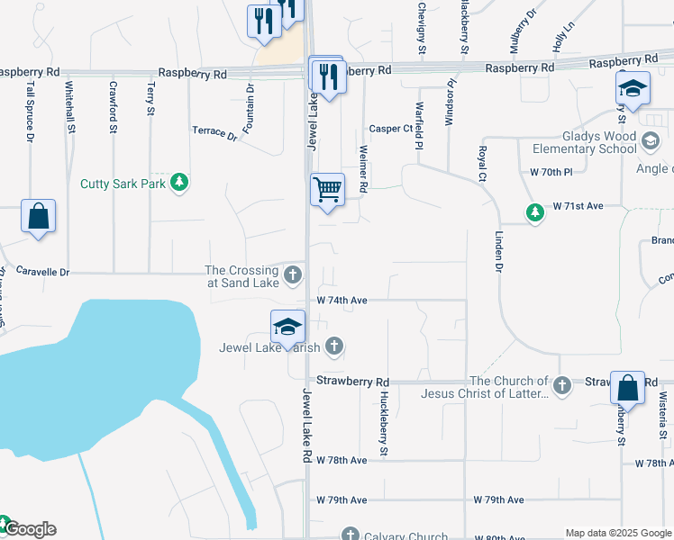 map of restaurants, bars, coffee shops, grocery stores, and more near 7221 Jewel Lake Road in Anchorage