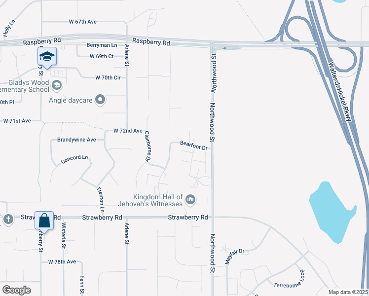 map of restaurants, bars, coffee shops, grocery stores, and more near 7300 Woburn Circle in Anchorage