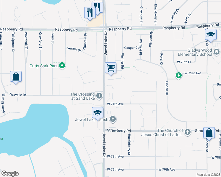 map of restaurants, bars, coffee shops, grocery stores, and more near 7221 Jewel Lake Road in Anchorage