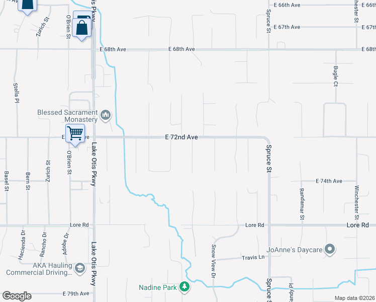 map of restaurants, bars, coffee shops, grocery stores, and more near 7230 Cantonment Court in Anchorage