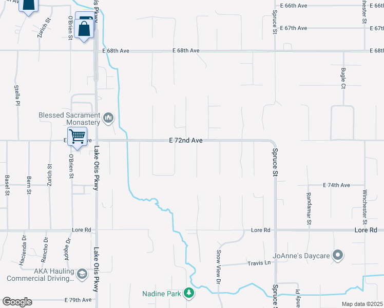 map of restaurants, bars, coffee shops, grocery stores, and more near 7230 Cantonment Court in Anchorage
