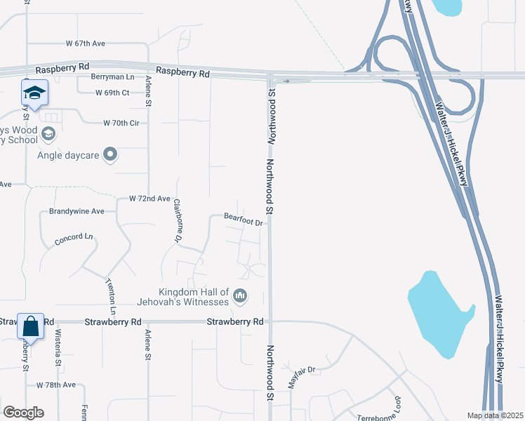 map of restaurants, bars, coffee shops, grocery stores, and more near 7100 Bearfoot Drive in Anchorage