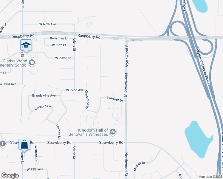 map of restaurants, bars, coffee shops, grocery stores, and more near 7114 Bearfoot Drive in Anchorage