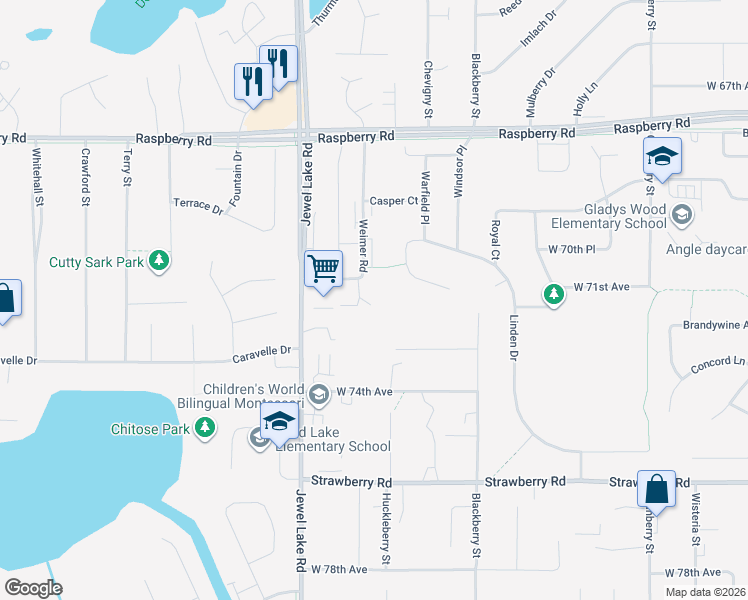 map of restaurants, bars, coffee shops, grocery stores, and more near 3731 West 73rd Avenue in Anchorage
