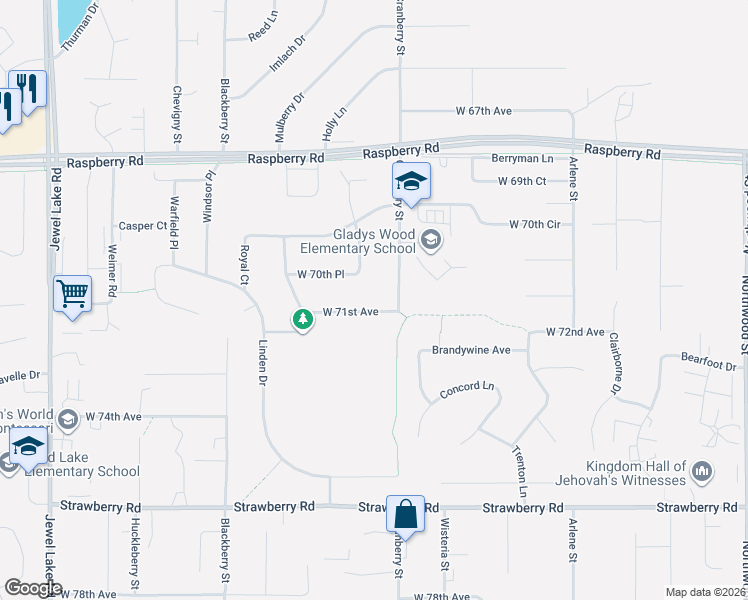 map of restaurants, bars, coffee shops, grocery stores, and more near 3160 West 70th Place in Anchorage