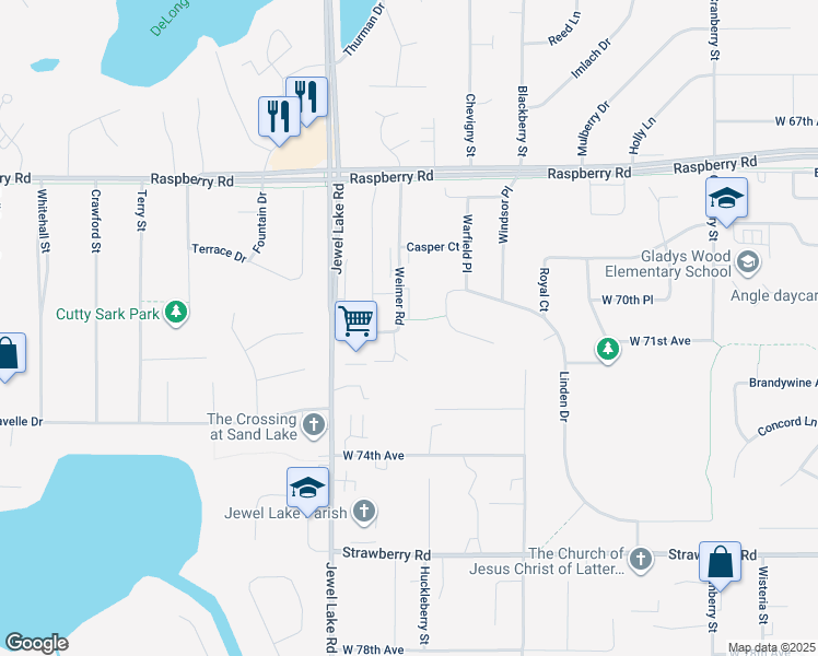 map of restaurants, bars, coffee shops, grocery stores, and more near 7085 Weimer Road in Anchorage