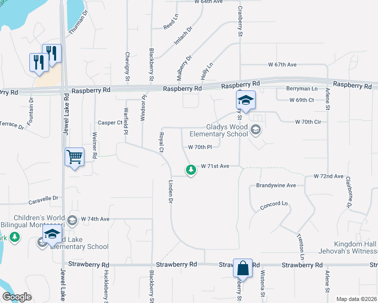 map of restaurants, bars, coffee shops, grocery stores, and more near 7011 Altoona Drive in Anchorage