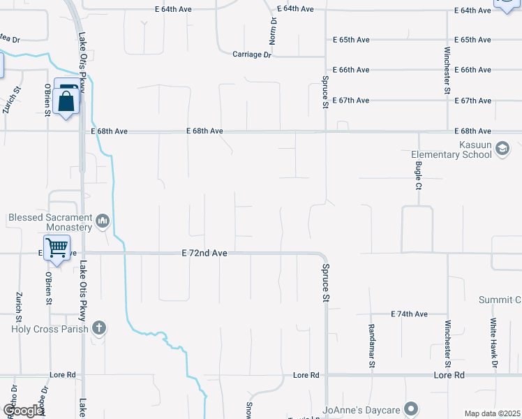 map of restaurants, bars, coffee shops, grocery stores, and more near 3159 Amanda Gayle Circle in Anchorage