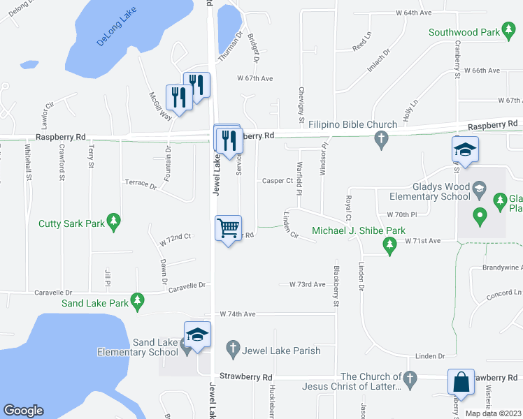 map of restaurants, bars, coffee shops, grocery stores, and more near 7075 Weimer Road in Anchorage